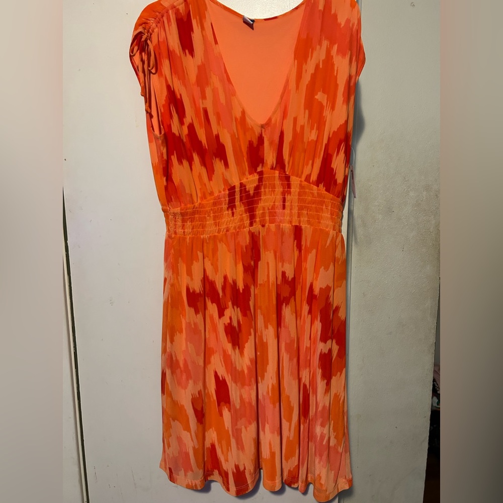 Ruched Shoulder V-Neck Dress